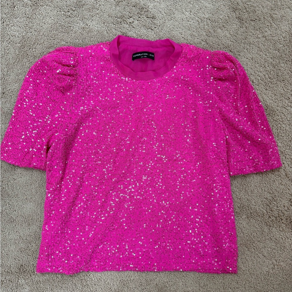 Generation Love Fuchsia Sequin Top